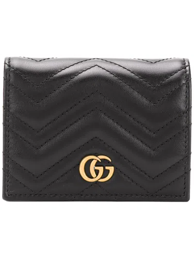 Gucci Women Gg Marmont Leather Card Case In Black