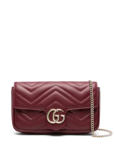 Gucci Women Gg Marmont Leather Mini Bag In Burgundy