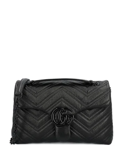 Gucci Women Gg Marmont Leather Shoulder Bag In Black