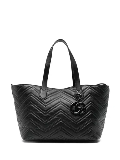 Gucci Women Gg Marmont Leather Tote Bag In Black