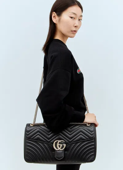 Gucci Large Marmont Quilted Shoulder Bag In Black