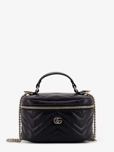 Gucci Women Gg Marmont Mini Vanity Matelasse Leather Shoulder Bag In Black