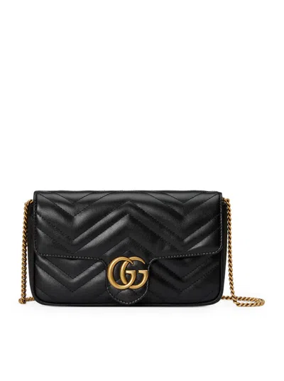 Gucci Women Gg Marmont Mini Wallet With Chain And Card Holder In Black