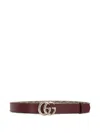 Gucci Signature Double G-buckle Reversible Leather Belt In Burgundy
