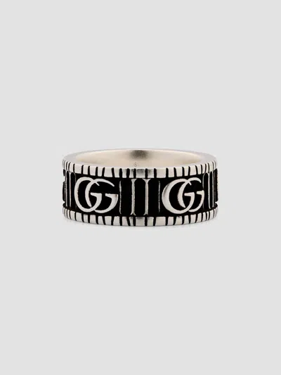 Gucci Women's Gg Marmont Silver Band Ring In Black