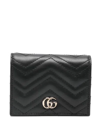 Gucci Women Gg Marmont Small Leather Wallet In Black