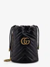 Gucci Crossbody Black Leather Bucket Bag With Logo In Multi