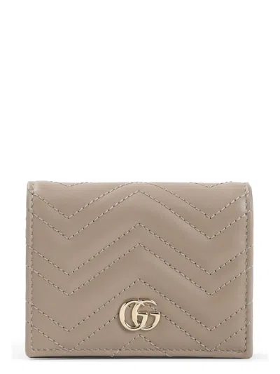 Gucci Women's Gg Marmont Taupe Coloured Card Holder In Grey