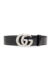 Gucci Gg Marmont Embellished Leather Belt In Black