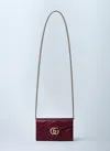 Gucci Women Burgundy Gg Marmont Wallet On Chain In Red