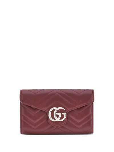 Gucci Women Gg Marmont Wallet With Chain In Brown