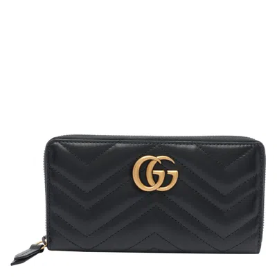 Gucci Women Gg Marmont Zip Wallet In Black