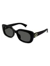 Gucci Gg Muse 55mm Rectangular Acetate Sunglasses In Neutral