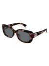 Gucci Gg Muse 55mm Rectangular Acetate Sunglasses In Brown