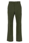 Gucci Gg Jacquard Cotton-blend Bootcut Pants In Green