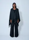 Gucci Black Cape With Fringed Hem In Gg Wool Jacquard Woman In Black
