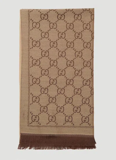 Gucci Women Gg Print Scarf In Brown