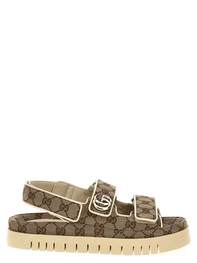 Gucci Women Gg Sandals In Beige