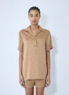 Gucci Women Gg Satin Shirt In Brown