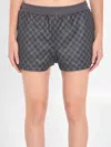 Gucci Gg Print Jersey Shorts With Ribbed Trim In Gray