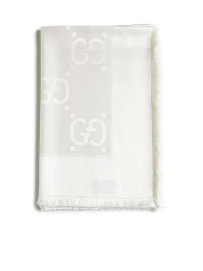 Gucci Women Gg Silk And Wool Shawl