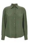 Gucci Women Gg Silk Shirt In Green