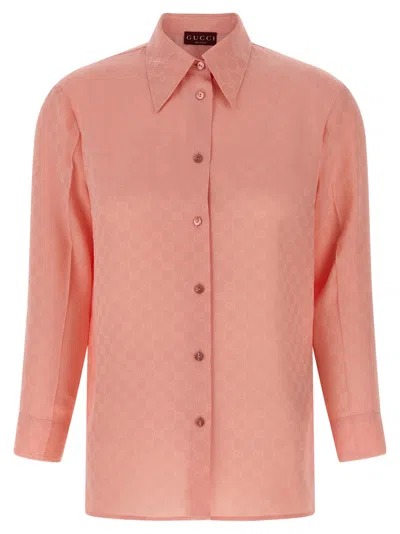 Gucci Women Gg Silk Shirt In Purple