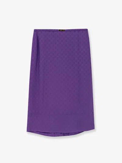 Gucci Women Gg Silk Skirt In Purple