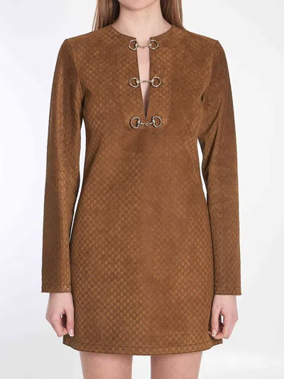 Gucci Women Gg Suede Mini Dress