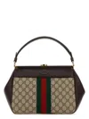 Gucci Woman Gg Supreme Fabric And Leather Handbag