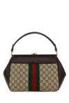 Gucci Women Gg Supreme Fabric And Leather Handbag In Multicolor