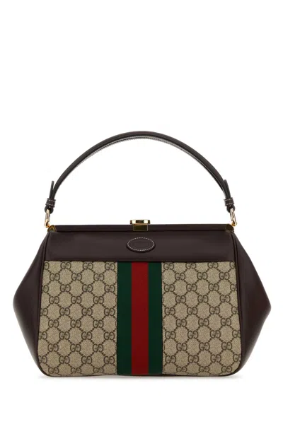 Gucci Women Gg Supreme Fabric And Leather Handbag In Multicolor