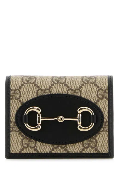 Gucci Women Gg Supreme Fabric And Leather Horsebit 1955 Wallet In Multi