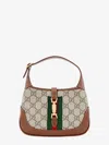 Gucci Women Gg Supreme Fabric And Leather Shoulder Bag With Iconic Web Band