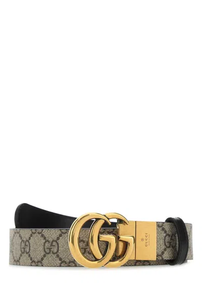 Gucci Women Gg Supreme Fabric Gg Marmont Reversible Belt In Multi