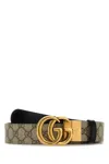 Gucci Women Gg Supreme Fabric Gg Marmont Reversible Belt In Gray