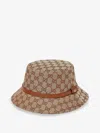 Gucci Women Gg Supreme Fabric Hat In Brown