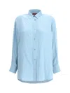 Gucci Womens Aqueous Monogram Relaxed-fit Silk Shirt In Blue