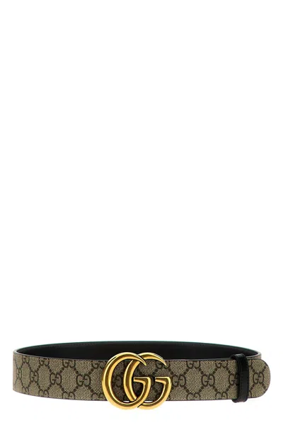 Gucci Women 'gg Supreme' Reversible Belt In Cream