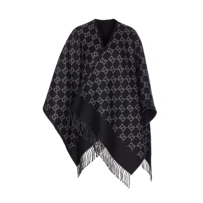 Gucci Women Gg Wool Jacquard Cape In Black