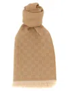 Gucci Gg Wool Scarf Scarves And Foulards Beige In Brown