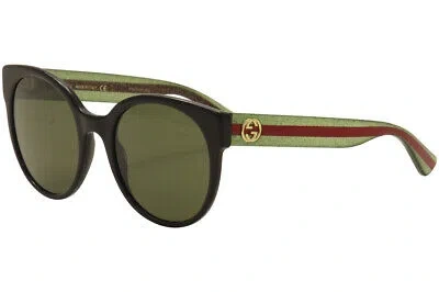 Pre-owned Gucci Women's Gg0035sn 002 Black/green/red Fashion Sunglasses 54-mm