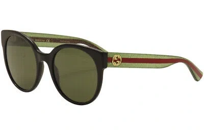 Pre-owned Gucci Women's Gg0035sn 002 Black/green/red Fashion Sunglasses 54mm