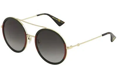 Pre-owned Gucci Women's Gg0061s Gg/0061/s 003 Gold/green/red Round Sunglasses 56mm