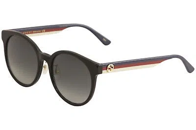 Pre-owned Gucci Women's Gg0416sk Gg/0416/sk 001 Black/blue/red/white Round Sunglasses 55mm