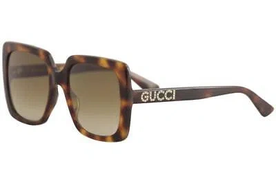 Pre-owned Gucci Women's Gg0418s Gg/0418/s 003 Havana Fashion Square Sunglasses 54mm In Brown