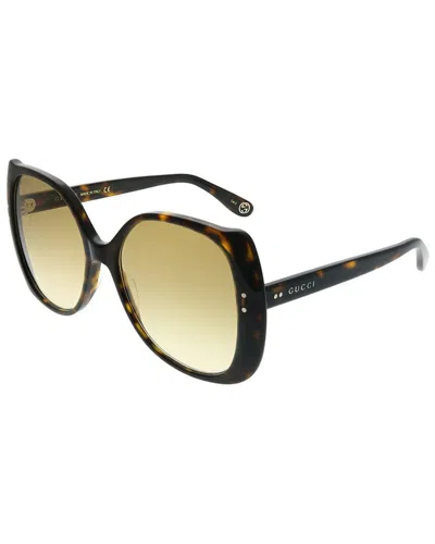 Gucci Gg0472s 002 Rectangle Sunglasses In Brown