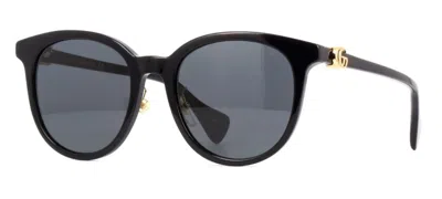 Pre-owned Gucci Women's Gg1073sk-001 Shiny Black Frame / Gray Tinted Lens Sunglasses
