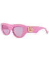 Gucci Womens Pink Gc002107 Rectangle-frame Acetate Sunglasses In Pink