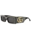 Gucci Embellished Rectangular Frame Sunglasses With Dark Lenses In Transparent